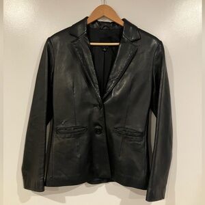 Genuine Leather Blazer – Black – Size Small